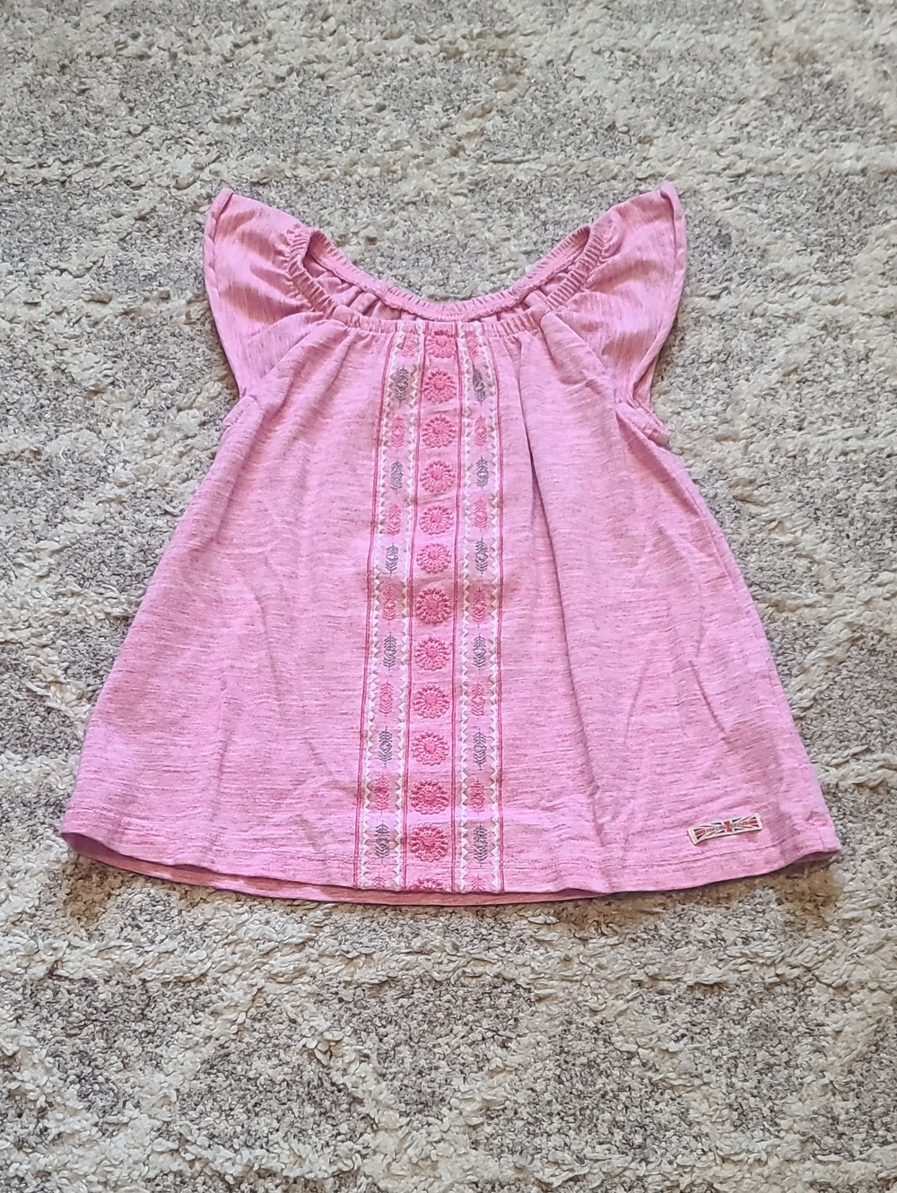2 for $25 - Hudson Girls 3 Pink Short Sleeve Shirt with Embroidery